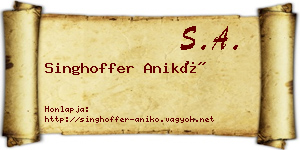 Singhoffer Anikó névjegykártya