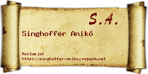 Singhoffer Anikó névjegykártya